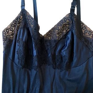 Vassarette Black Lace Nightgown Vintage Sz L
